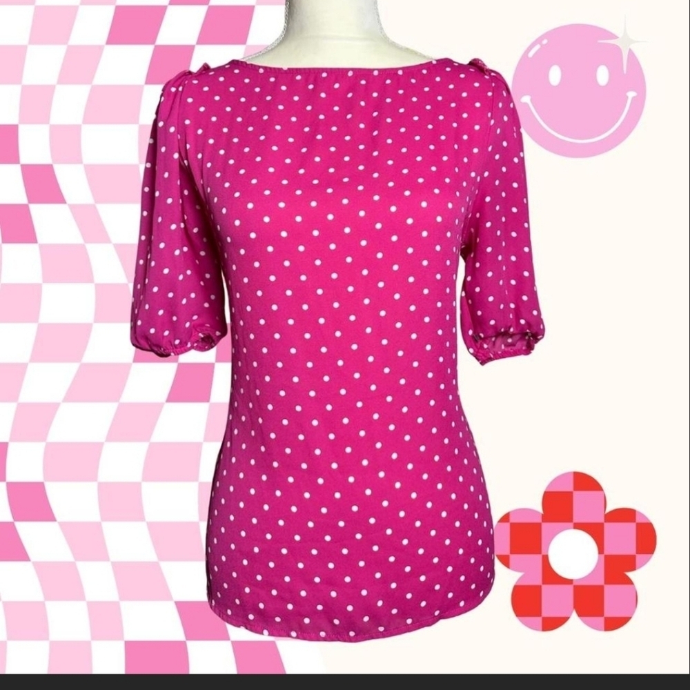 NWT ANN TAYLOR WHITE DOT MEDIA TOP